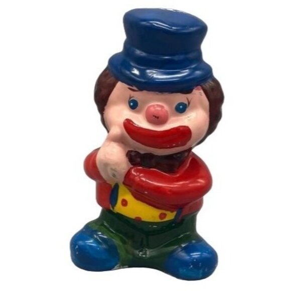 Unique Vintage Hand-painted Clown figurine 6" tall blue green READ - Picture 1 of 3